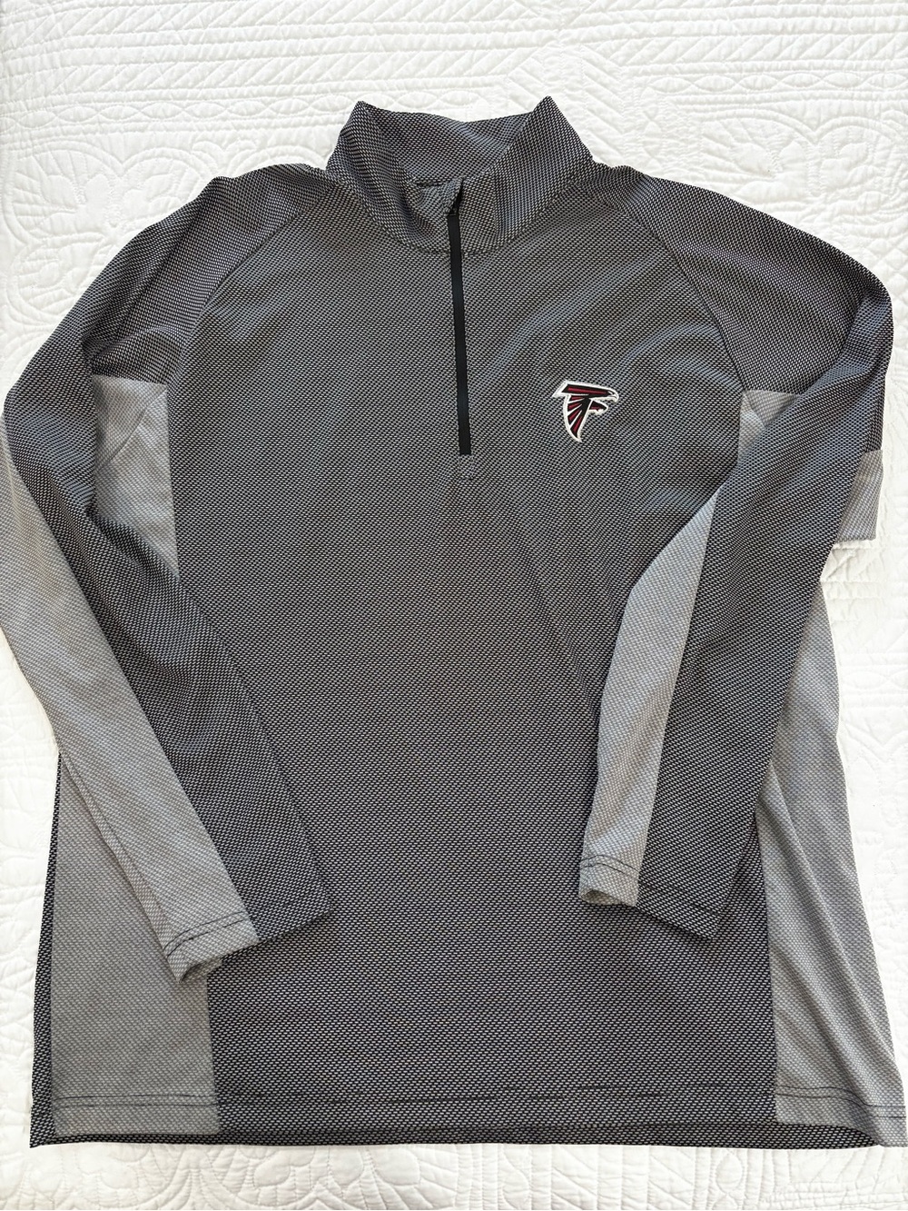 Antigua Gray and Black Atlanta Falcons Quarter-Zip Pullover